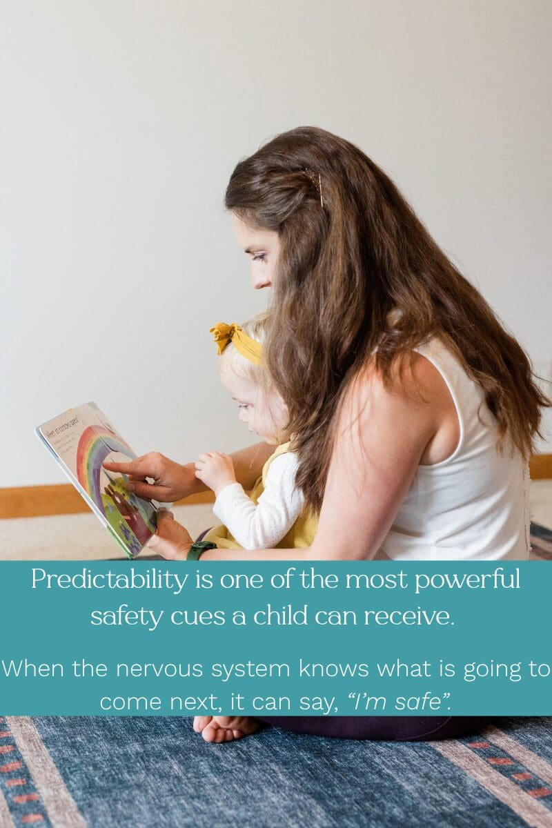 Why do kids melt down over the "wrong" cereal? Their nervous system is scanning for safety, and predictability is one of the strongest safety cues there is. Learn 3 simple routine anchors (morning, transitions, bedtime) that help your child feel safe and calm. #parentingtips #toddlerroutine #gentleparenting #nervoussystemregulation